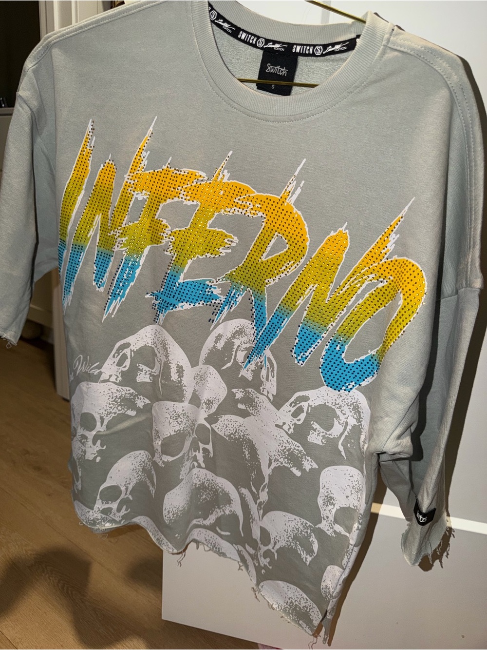 NWOT Limited Edition Switch heavyweight Shirt - Gray with Rhinestones